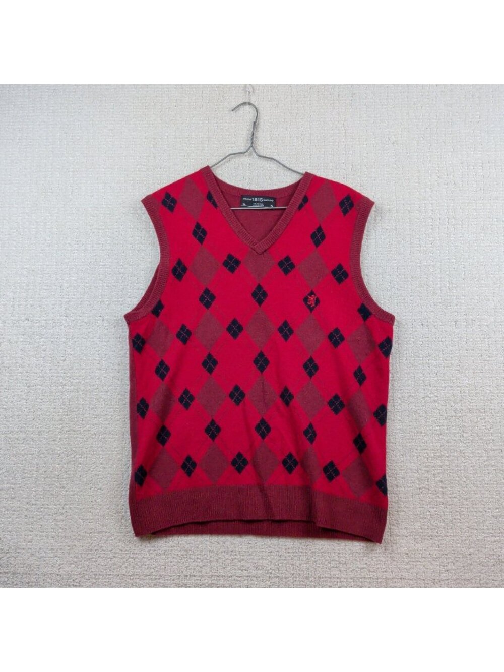 Pringle Of Scotland 1815 Sweater Vest Argyle Red Knit Preppy Sz XL Lambswool